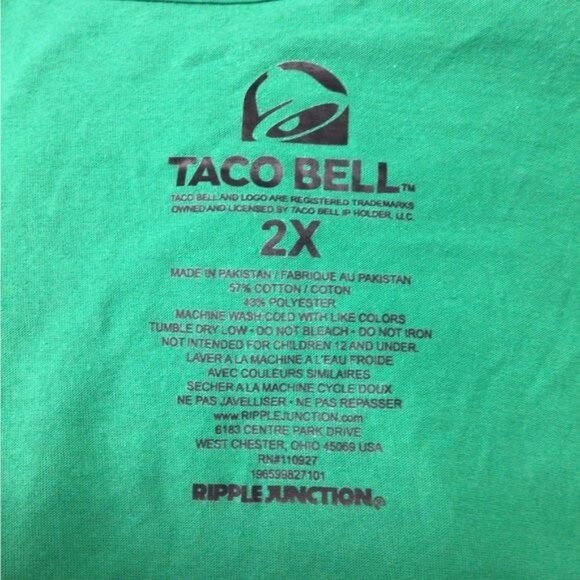 Ripple Junction Taco Bell Christmas Graphic Tee, Green, size 2X - Picture 6 of 6
